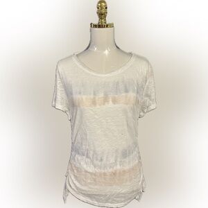 👚INC International Concepts Ruched Side Striped Tee Top Size L NWT